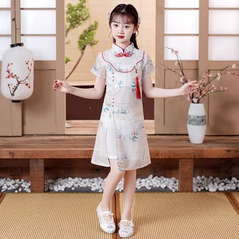 Dievčenské Lepšiu Cheongsam Nové Letné Trochu Módne Princezná Šaty na Jar/leto Republika Čína Detí Stredná Dĺžka