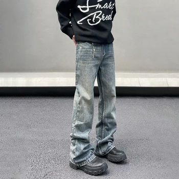 Džínsy Mužov Y2k Streetwear Ležérne Módne Straight-leg Neforemné Skladaný Nohavice Jeseň Zima Dizajnér Vintage Ulici Džínsové Nohavice