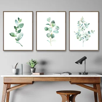 Eucalyptus Akvarel Tlač Zelená Rastlina Leaf Botanická Zelene Zeleň Plagát Plátno Na Maľovanie Na Stenu Umenie Obrázok Domov Izba Dekor