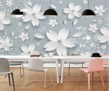 Európskom štýle malé čerstvé 3D peach blossom Európskom štýle ručne maľované jednoduchá obývacia izba, spálňa tapetu pozadia nástenná maľba
