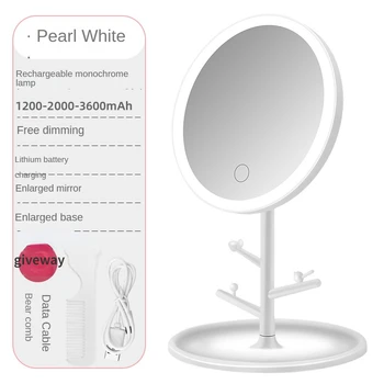 Flexibilné Zrkadlo LED Osvetlenie Dotykový Displej Prenosné Toaletný Stolík make-up Suché Batérie Ploche Prenosné Skladacie Zrkadlo Svetlo
