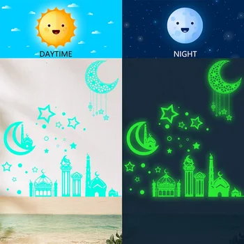 Fluorescenčné Mesiac, Hviezdy Svetelný Samolepky Na Stenu Svietiť V Tme Samolepky Pre Deti Izby, Spálne, Light Switch Zásuvky Domova