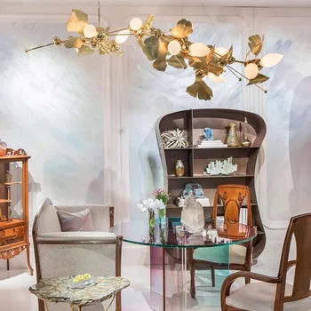 Francúzsky Ginkgo kvety Prívesok Lampa Medi Luster Tvorivé Obývacia izba, Jedáleň, Bar, Kuchyňa Ostrov Svietidlá Led Vnútorné Osvetlenie