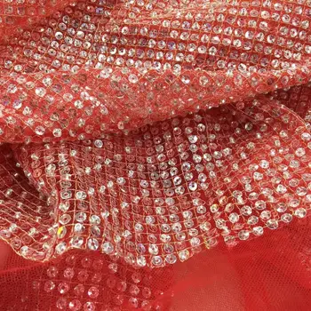 Francúzsky Svadobné Luxusné Afrike Sequin Tylu Čipky Tkaniny Vysokej Kvality, Nigéria, Vyšívané S-1302186 Textílie Na Svadby
