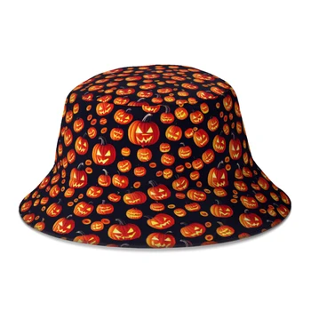 Generované Halloween Tekvica Vedierko Hat Pre Ženy, Mužov Študentov Skladacia Bob Rybárske Klobúky Panama Spp Jeseň