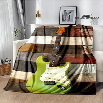 Gitara Fender logo Vytlačené deka Deti Teplé prikrývky Flanelové Mäkké Útulný Deka Gauč Cestovná Deka posteľ obloženia Darček k Narodeninám