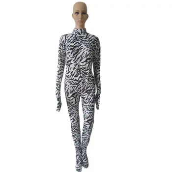 Halloween cosplay kostým zvierat Zebra vzor pančuchové nohavice jumpsuit spandex Kombinézu Zentai catsuit s rozkroku zips bez kapucne