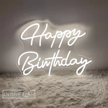 Happy Birthday Neónový nápis LED Izba Spálňa Decor Neónové Lampy Narodeninovej Party Bar Club Dekorácie Neónové Svetlo S 12V Adaptér