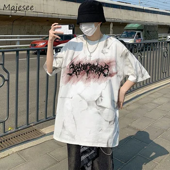 Harajuku T-shirts Muži Kravatu Farbivo High Street Nadrozmerná Pár Krátky Rukáv Trendy Hip Hop Tees Teenagerov Nové-príchod Topy Mužov Chic