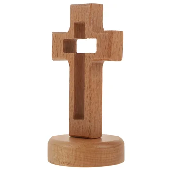 Healifty Drevený Kríž, Stojí Kríž Náboženské Drevo Kríža Base Oltár Tabuľka Cirkvi Vianoce Domov Ploche Dekorácie