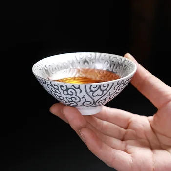High-grade postriebrený keramické šálku čaju Drinkware Čínskej Kung-Fu Čaj Nastaviť Teacup poháre Porcelánu pre puer Oolong Čaj Keramická Šálka