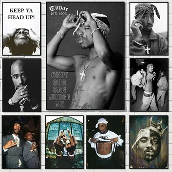 Hip Hop Spevák Tupac-2PAC Rapper Vintage Portrét Plagát a Vytlačí Wall Art Obrazy na Plátne Maľovanie Domov Miestnosť, Bar, Kaviareň Dekor