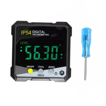 IP54 4X90°Digitálne Inclinometer LCD Podsvietenie Uhlomeru Svahu Meter Uhol Vládca Jednej Strane Elektronické Goniometer