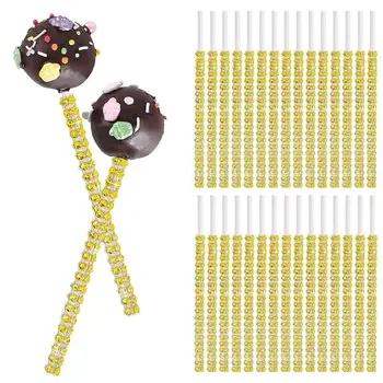Jablká Stick Bling Stick 30Pcs Drahokamu Lollipop Bling Stick Drahokamu Lízatko Liečbu Bulík Palice Pre DIY Torte Čokoláda