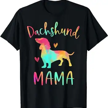 Jazvečík Mama Farebné Doxie s Psa Mama T Shirt Potu 14148