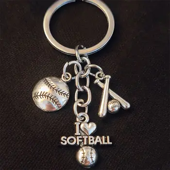 Jedinečný Keychain Milujem Softball Baseball Keyring športové Prívesok Ženy, Muža, Šperky, Doplnky, Darčeky