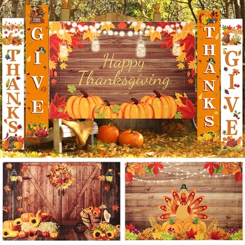 Jesenné Dekorácie, Party Pozadie Couplet Na Deň Vďakyvzdania Úrody Banner Javor Tekvica Jeseň Dom, Dvere, Veranda, Záhradné Ozdoby