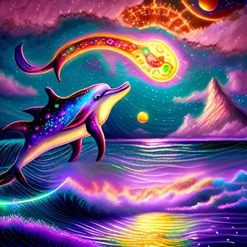 JMINE Div 5D Dolphin Horských mesiac mora planéte Plnej Diamond Maľovanie cross stitch súpravy umenie zviera 3D farba diamanty