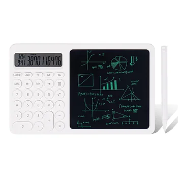 Kalkulačka s LCD Písanie Tablet, 2-V-1 Ploche Stojí Kalkulačka s Elektronickými Kalendár Času Teploty