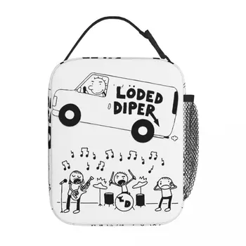 Kapela Loded Diper Logo Hudby Tepelne Izolované Obed Tašky pre Školy Prenosné Bento Box Tepelnej Chladnejšie desiatu