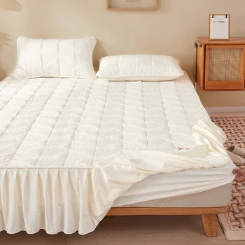 Kategória matka a dieťa surová bavlna pribrala sóje prešívaný posteľ sukne ochranný kryt, montované plechové prehoz cez posteľ matrac kryt