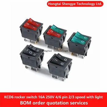 KCD6 KCD8 Loď Typ Rocker Twin Lampa Duplex vypínač 16A 250V 20A 125V 4/6 Pin 2/3 Rýchlosť Čierna Červená Zelená s Led