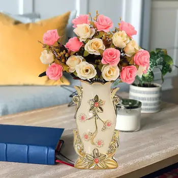Keramické Kvetinové Vázy Európskom Štýle Vintage Kvet Usporiadanie Dekoratívne Vázy na Polici Spálňa Entryway Office Konferenčný Stolík