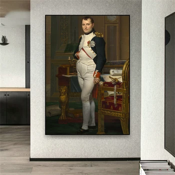 Klasická Napoleon v Jeho Štúdia olejomaľba Plagát, Jacques-Louis David Vytlačí Wall Art Vintage Plátno na Maľovanie Galéria Dekor
