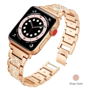 Kovový remienok pre iwatch 6 5 4 3 apple hodinky se kapela 40 mm 44 mm 38 mm 42mm Náramok ženy bling Šperky popruh pre apple watchband