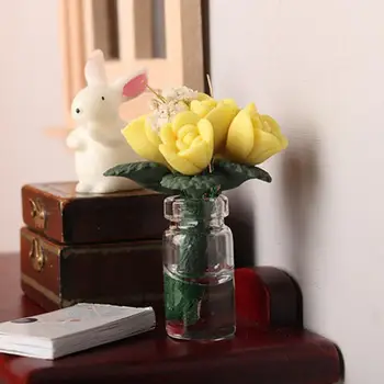 Krásne Miniatúrne Kvet Model Skvelého Realistické Ľahký Miniatúrne Ruže Kvet Domček Pre Bábiky Príslušenstvo