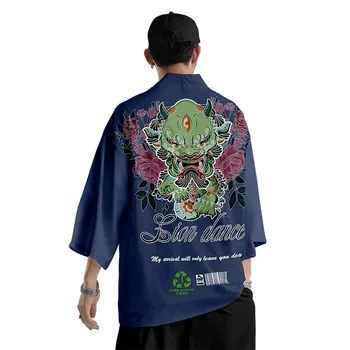 Kvet Demon Vytlačené Japonský Štýl Pláži Samuraj Kimono Nohavice Vyhovovali Streetwear Muži Ženy Cardigan Japonsko Harajuku Oblečenie