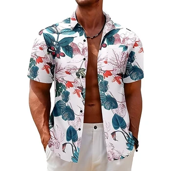 Kvet Prvok Tričko Pre Men3d Móda Tlačené pánske Oblečenie pre Voľný čas Dovolenky Ulici Havajské Košele Voľné Nadrozmerné pánske Tričko