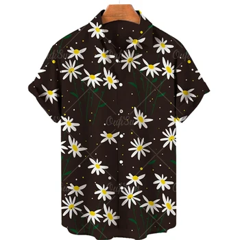 Kvetinový Havajské 3D Vytlačené Tričko Muži/Ženy Ležérne Módne Krátke Rukávy Košele Tlačidlo Klope Streetwear Nadrozmerné Unisex Oblečenie