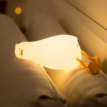 LED Deti Nočné Svetlo Nabíjateľná Silikónové Rozmliaždeniu Kačica Lampa Dieťa Dovolenku Dar Spanie Tvorivé Spálňa Plochy Dekor Lampa