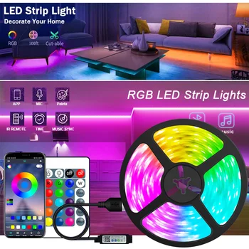 Led Pás RGB Osvetlenie 5050, WIFI, Bluetooth, Ovládanie 5V USB Led Svetlo, 1-30 M TV Podsvietenie Izba Dekor Led Dióda Flexibilné Pásky Pásky