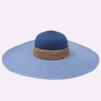 Letné slnko klobúk pre ženy 2023 Módne veľký odkvapov Raffia slamený klobúk Turistiky a dovolenky na ochranu pred slnkom pláž hat sombrero
