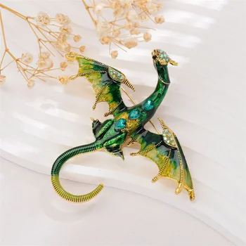 Luxusné Smalt Dragon Brošňa Pre Ženy, Mužov Drahokamu Lietajúci Drak Oblečenie, Klobúk Taška Dekorácie Strany Úradu Brošňa Pin Dary