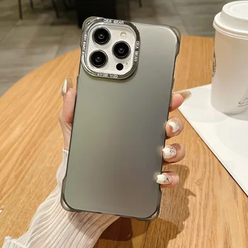 Luxusný 4-roh shockproof matný telefón puzdro pre iPhone 11 12 13 14 15 Pro Max Plus pokovovanie fotoaparát rám, kryt Titanium Gray