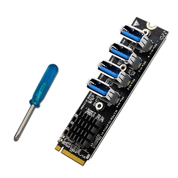 M. 2 USB Adaptér M. 2 M-Key Na 4 Port PCI-E X1 USB3.0 Grafika Predlžovací Kábel ASM1184 Ťažba Karty Pre Stolný POČÍTAČ SSD HDD