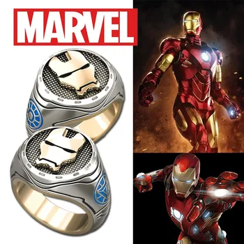 Marvel Šperky Módny Trend Retro Iron Man Tvorivé Black Olej Dve Tón Krúžok Komiksu, Anime Periférne Mužov Krúžok Šperky Darček