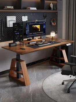 Masívneho dreva elektrické zdvíhacie stojí workbench home office, smart computer desk