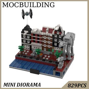 Mini Diorama Model MOC Stavebné Bloky pre Zobrazenie Konštrukcie Hračky Darček k Narodeninám Prítomný