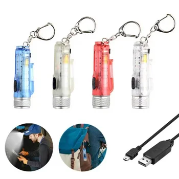 Mini Keychain Baterka LED Nabíjateľné Baterky Prenosné Magnetické USB Nabíjanie Blesku Vysoký Výkon Camping Dlhý Rad Svietidla