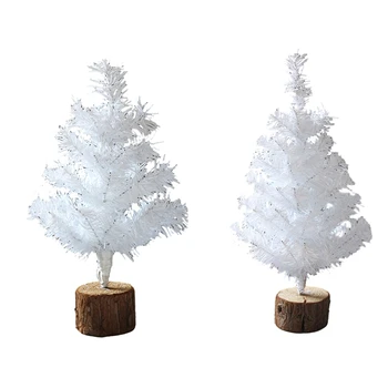 Mini Vianočný Strom Pre Stola,Biele Vianočné Stromčeky Malý Vianočný Strom S Drevenou Základňou Na Ploche Domov Vianočný Dekor Trvanlivé