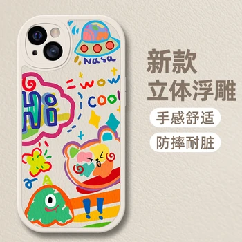 Mobilný telefón prípade Farebné Graffiti medveď sa vzťahuje na nový Apple all-inclusive ochranu mobilného telefónu prípade pre páry telefón prípadoch