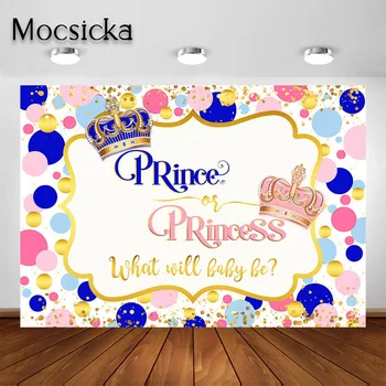 Mocsicka Kráľovský Princ alebo Princezná Rodovej Odhaliť Pozadie Ružové alebo Modré Koruny Dieťa Odhaliť Dekorácie Foto Pozadia