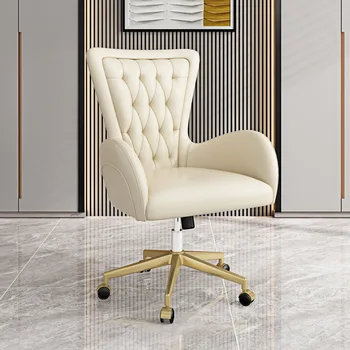 Moderné Luxusné pevné alebo otočné kožené chesterfield kancelárske stoličky pre počítač, písací stôl office izba stoličky nábytok
