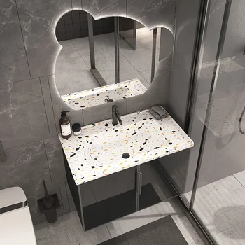 Moderný a minimalistický kúpeľňa kabinetu, inteligentný umývadlo zmes