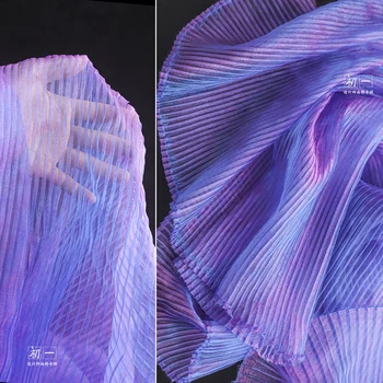 Modro-fialová Vody-lesk Gradient perlinkové tkaniny Tkaniny, Jar, Jeseň Svadobné Šaty Ručné Módny Dizajn Odevné Textílie Podľa Meter