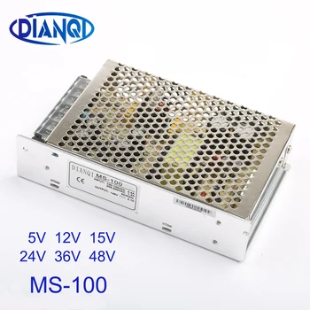  MS-100-12 MS-100-24 MS-100-15 prepínanie napájania MS-100w 5v 12v 15v 24v 36v 48v mini veľkosť din led ac dc konvertor